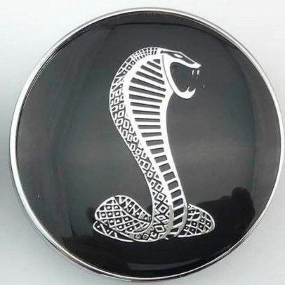 2.5 Inch/68MM Set of 4 Ford Mustang Wheel Rim Center Caps BlackCobra Snake Logo